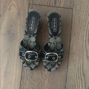 Coach Signature Pattern Black Mules